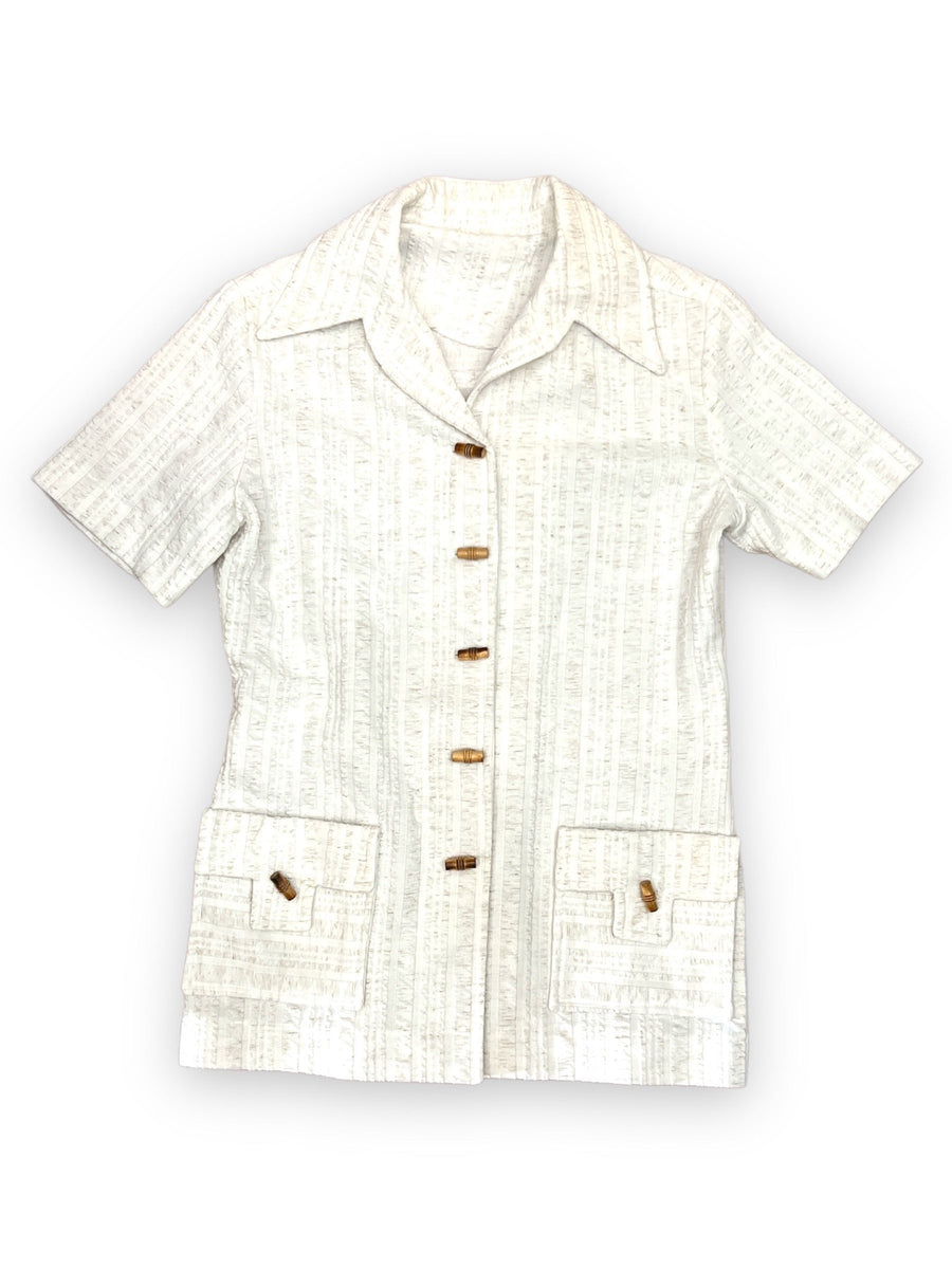 70s CREAM TOGGLE BUTTON TOP X VINTAGE