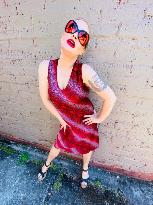 LAPIS RED SNAKE PRINT DRESS