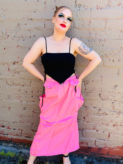 PINK CARGO MAXI SKIRT