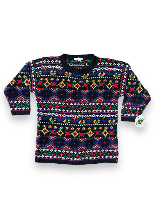 RAINBOW FLORAL HAND KNIT SWEATER