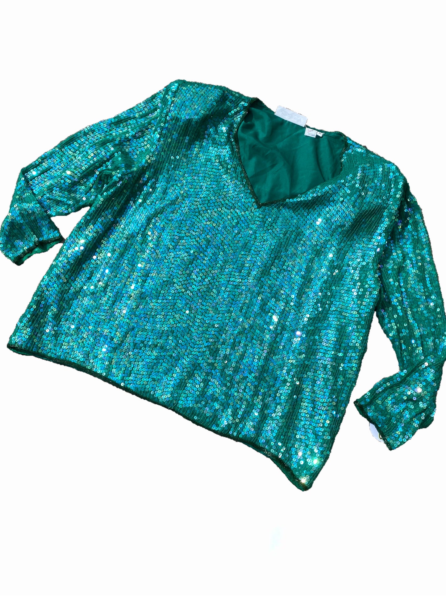 EVENING ENTRY GREEN LONG SLEEVE TOP