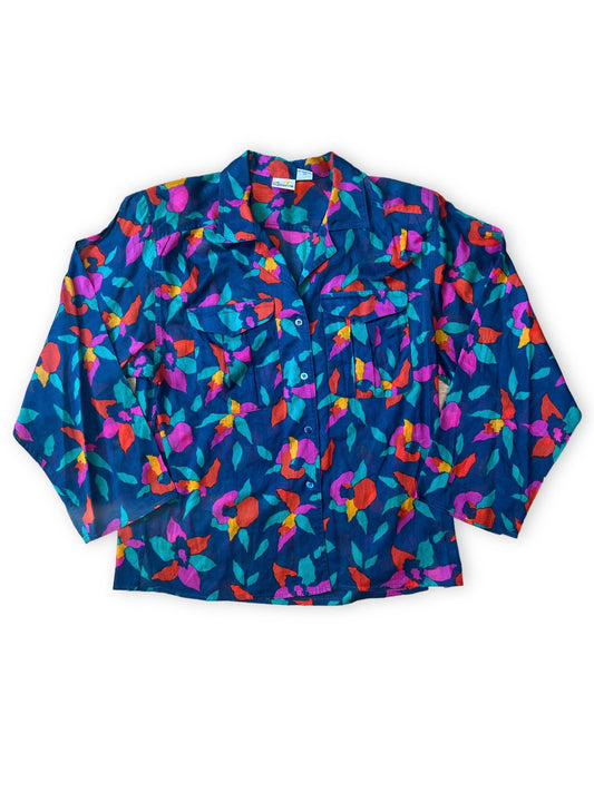 LIZ CLAIBORNE ABSTRACT FLORAL SHIRT