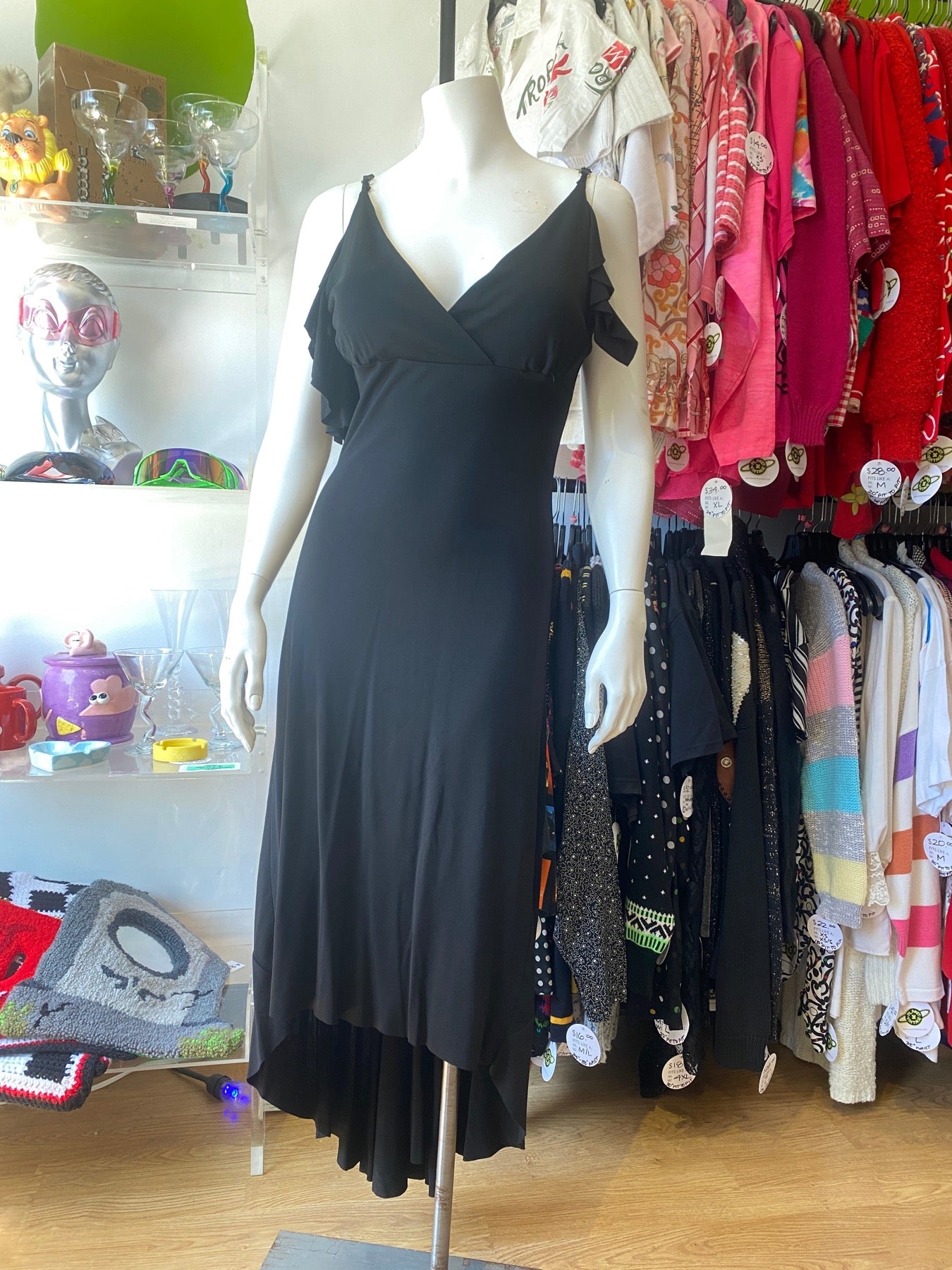 BEBE O RING STRAP BLACK DRESS