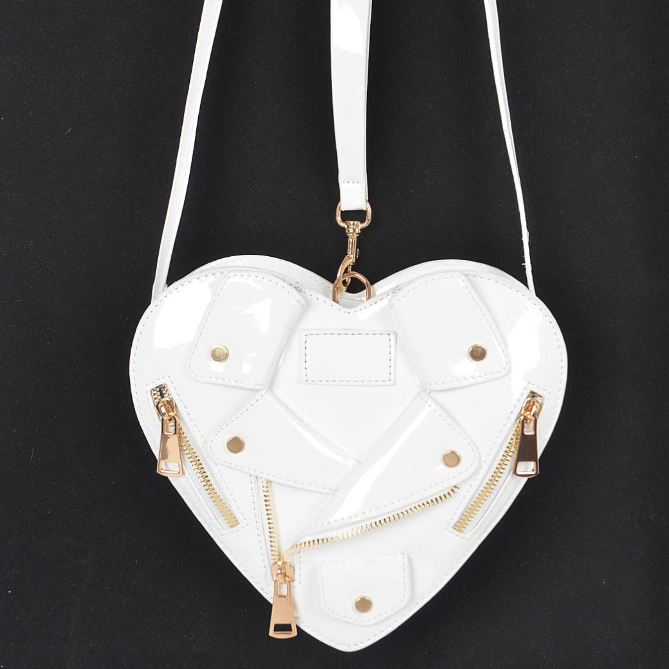 VINYL MOTO HEART CONVERTIBLE BAG