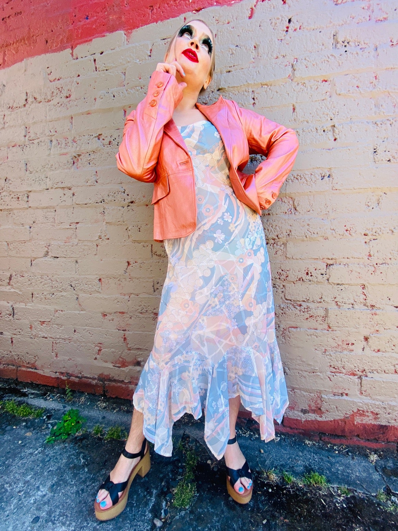 WORTHINGTON METALLIC APRICOT LEATHER JACKET