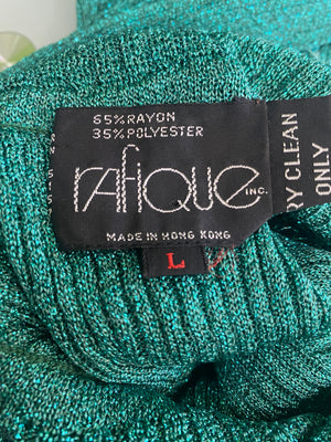 RAFIQUE TEAL GLITTER TURTLENECK SWEATER