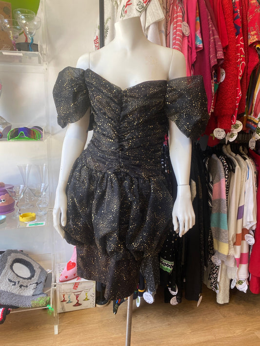 NUANCE BLACK & GOLD GLITTER PARTY DRESS