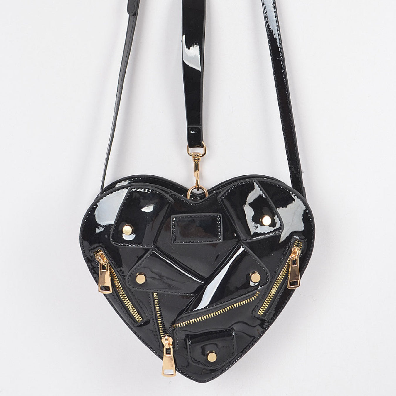 VINYL MOTO HEART CONVERTIBLE BAG