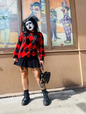 RED & BLACK HARLEQUIN SWEATER