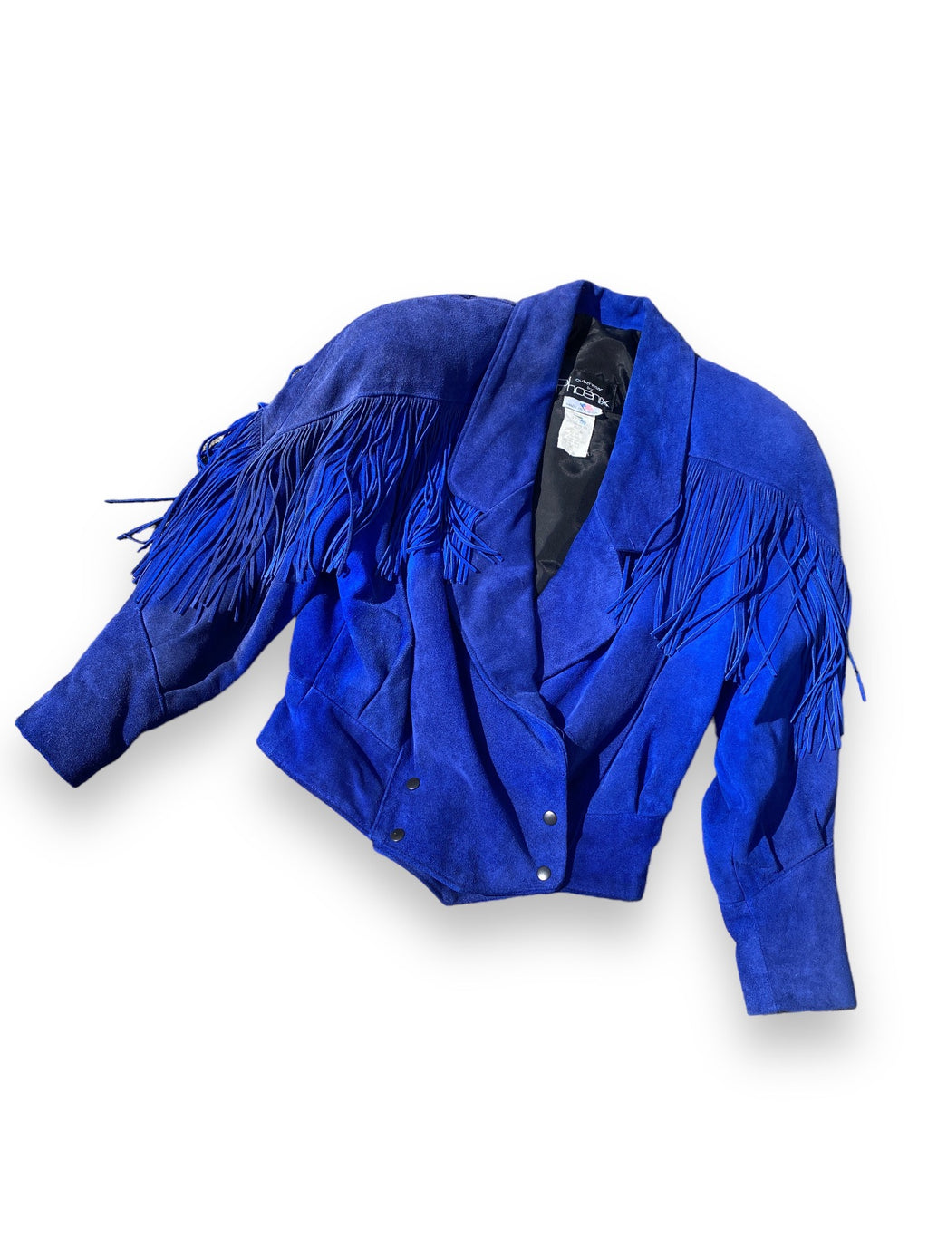 PHOENIX COBALT BLUE SUEDE FRINGE JACKET