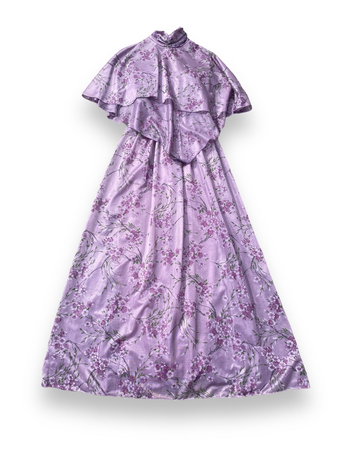 70s LILAC FLORAL MAXI DRESS & CAPLET SET