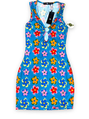 O RING FLORAL TANK DRESS