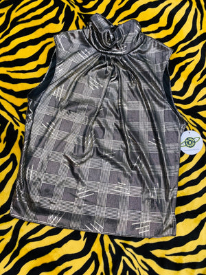 KORRIGAN METALLIC PLAID SLEEVELESS TOP