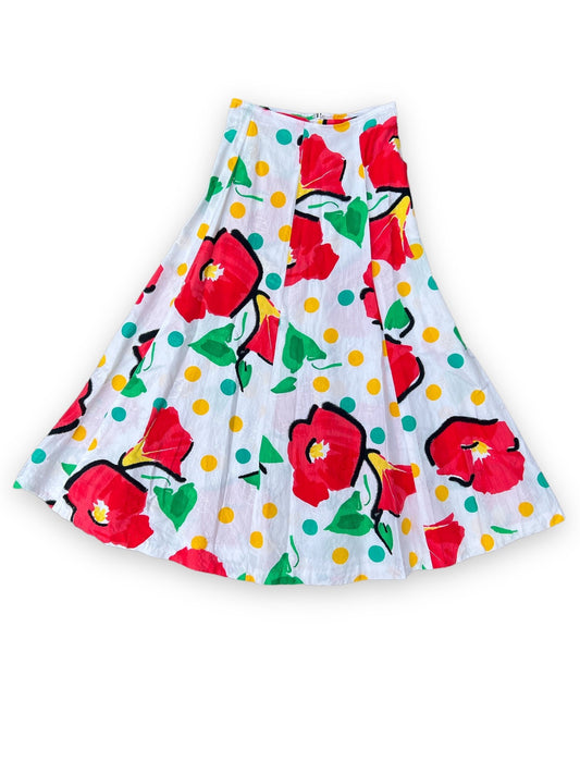 I.MAGNIN POLKA DOT FLORAL SKIRT