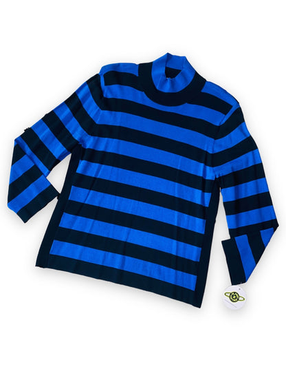 CALVIN KLEIN BLACK & BLUE STRIPED TOP