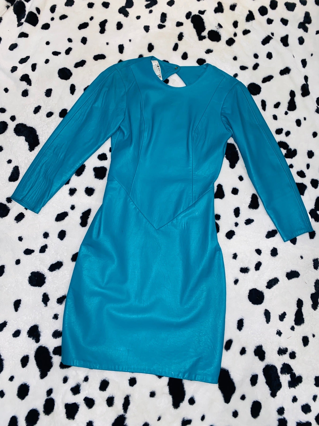 FIRENZE TEAL LEATHER DRESS