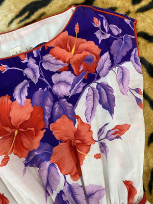 PURPLE & RED HIBISCUS DRESS