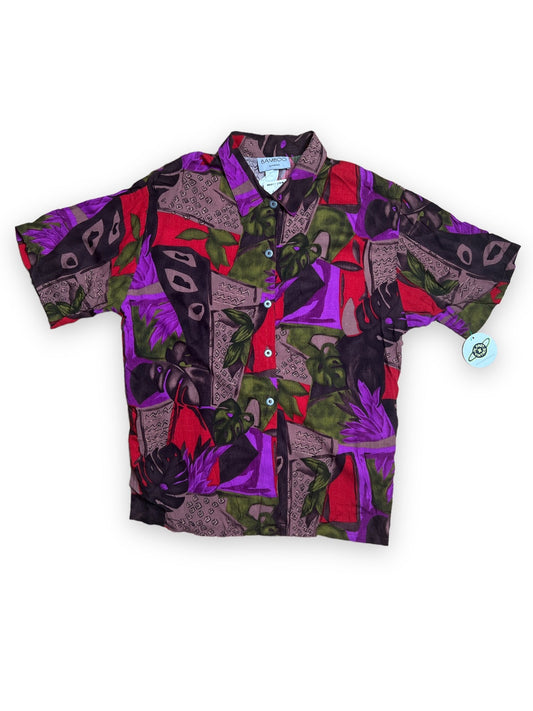 BAMBOO ABSTRACT LEAF PRINT SHIRT