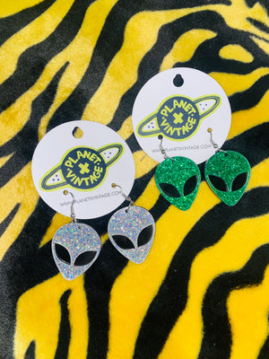 GLITTER ALIEN EARRINGS