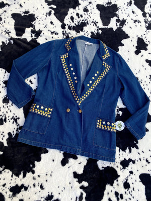 A.C. CLOTHING EMBELLISHED DENIM BLAZER