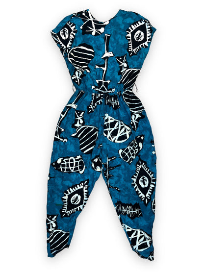 ALL THAT JAZZ TEAL ABSTRACT JUMPSUIT