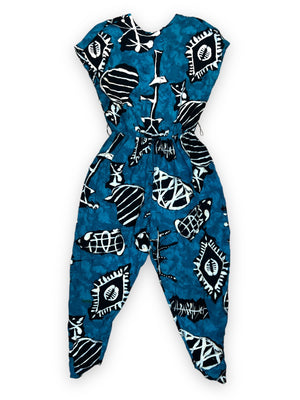 ALL THAT JAZZ TEAL ABSTRACT JUMPSUIT