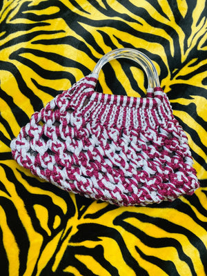 MAROON & WHITE ROPE PURSE