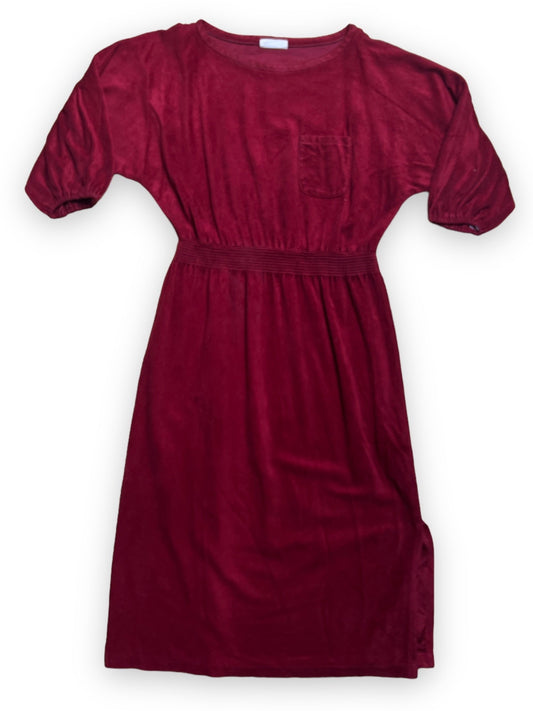 TERRI JUNIORS MAROON TERRY CLOTH DRESS