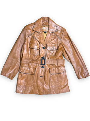 THE TANNERY MONTGOMERY WARD TAN LEATHER JACKET