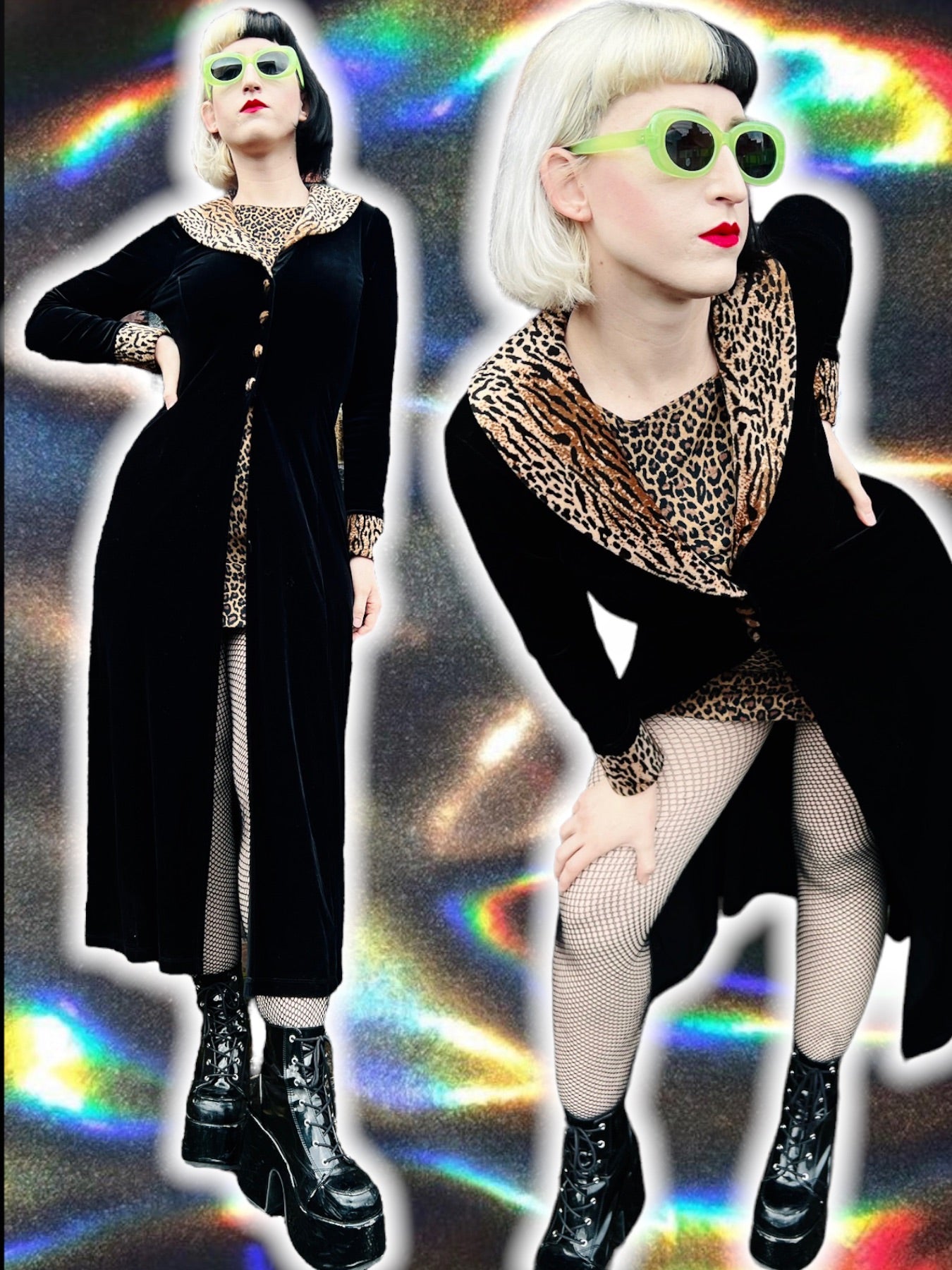 SHIRLEY OF HOLLYWOOD VELVET LEOPARD COLLAR DUSTER