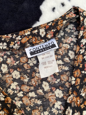 CONTEMPO CASUALS FLUTTER SLEEVE FLORAL SHIRT