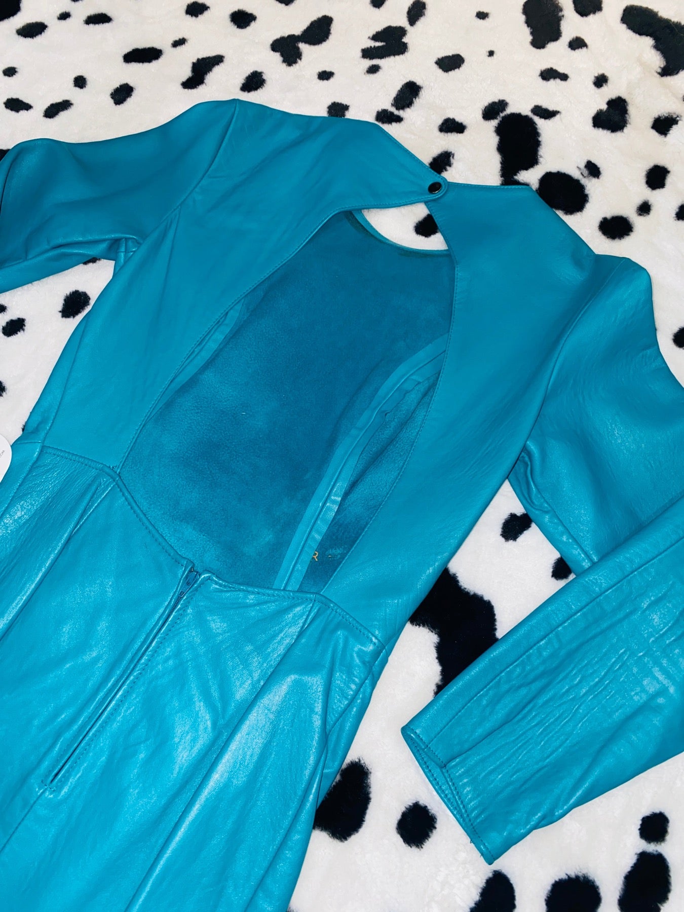 FIRENZE TEAL LEATHER DRESS