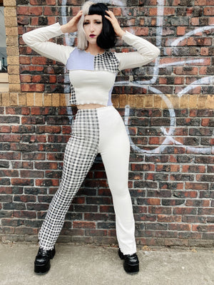 PATCHWORK RIBBED PANTS