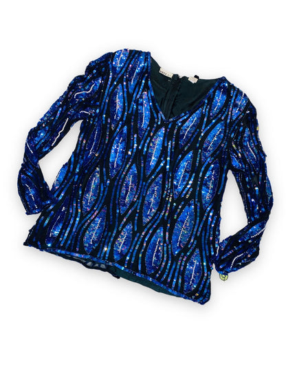 SWEE LO BLUE SEQUIN TOP