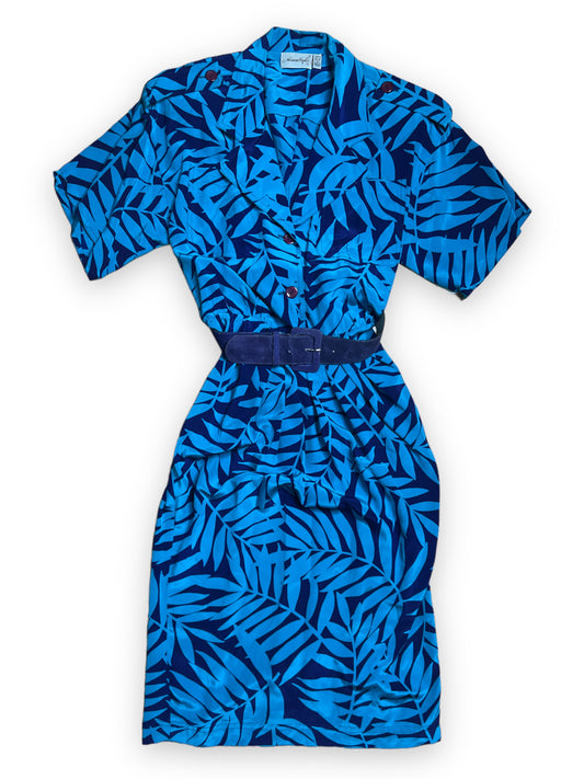 ADRIANNA PAPELL TURQUOISE SILK FLORAL DRESS