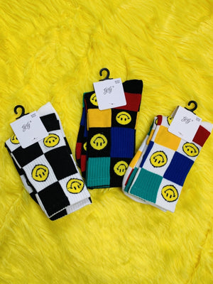 CHECKERED SMILEY FACE SOCKS