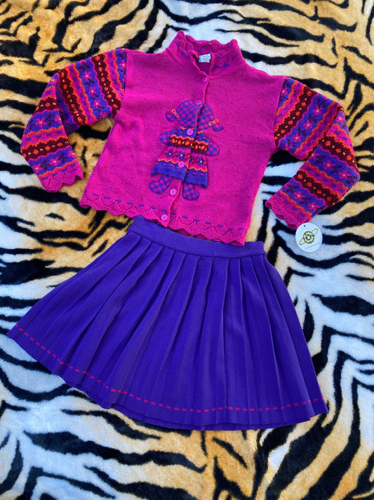 MAGENTA & PURPLE KIDS SKIRT SET