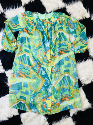 POOLSIDE PANSY ABSTRACT ROBE