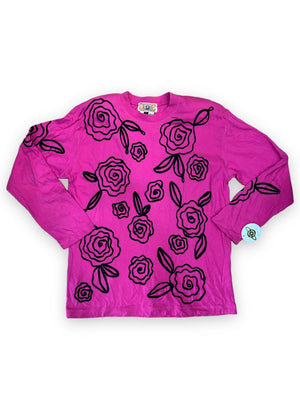 BIS BIS EMBROIDERED ROSE LONG SLEEVE TEE