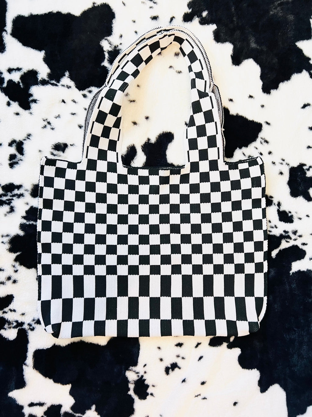 LARGE CHECKERED TOTE BAG
