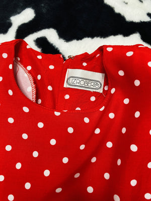 LIZ ROBERTS POLKA DOT DROP WAIST DRESS