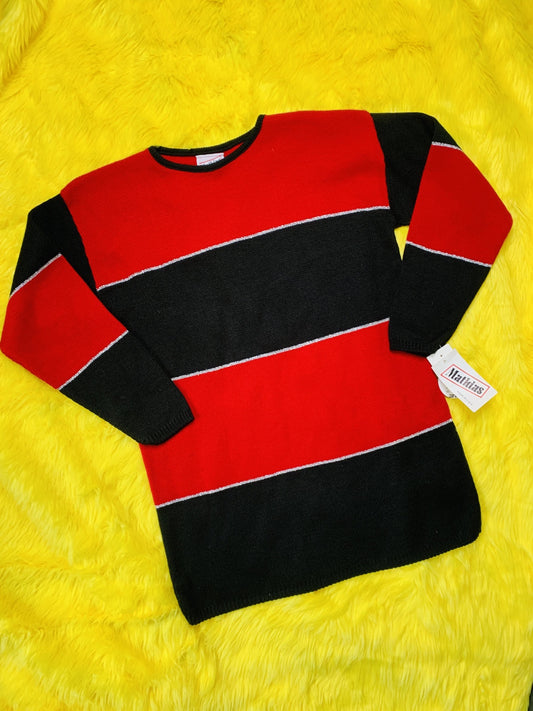 MATHIAS RED & BLACK STRIPED SWEATER