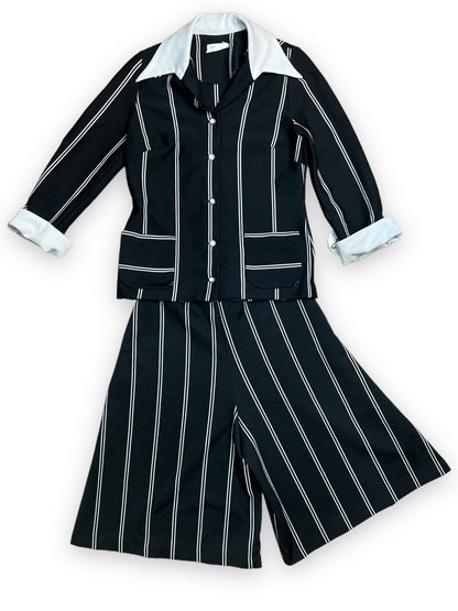 BLACK & WHITE STRIPED CULOTTES SET