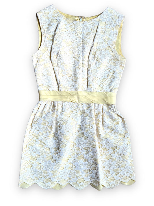 PASTEL YELLOW LACE MINI DRESS