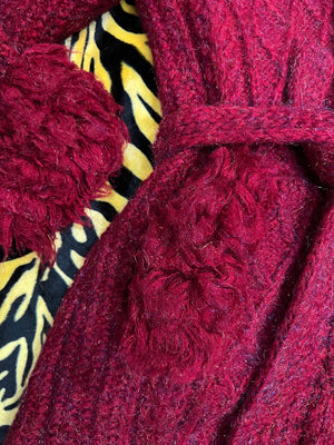 PHOEBE MAROON COLLARED CARDIGAN