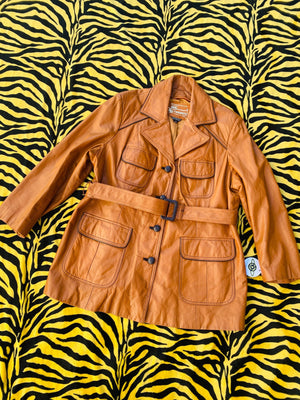 THE TANNERY MONTGOMERY WARD TAN LEATHER JACKET