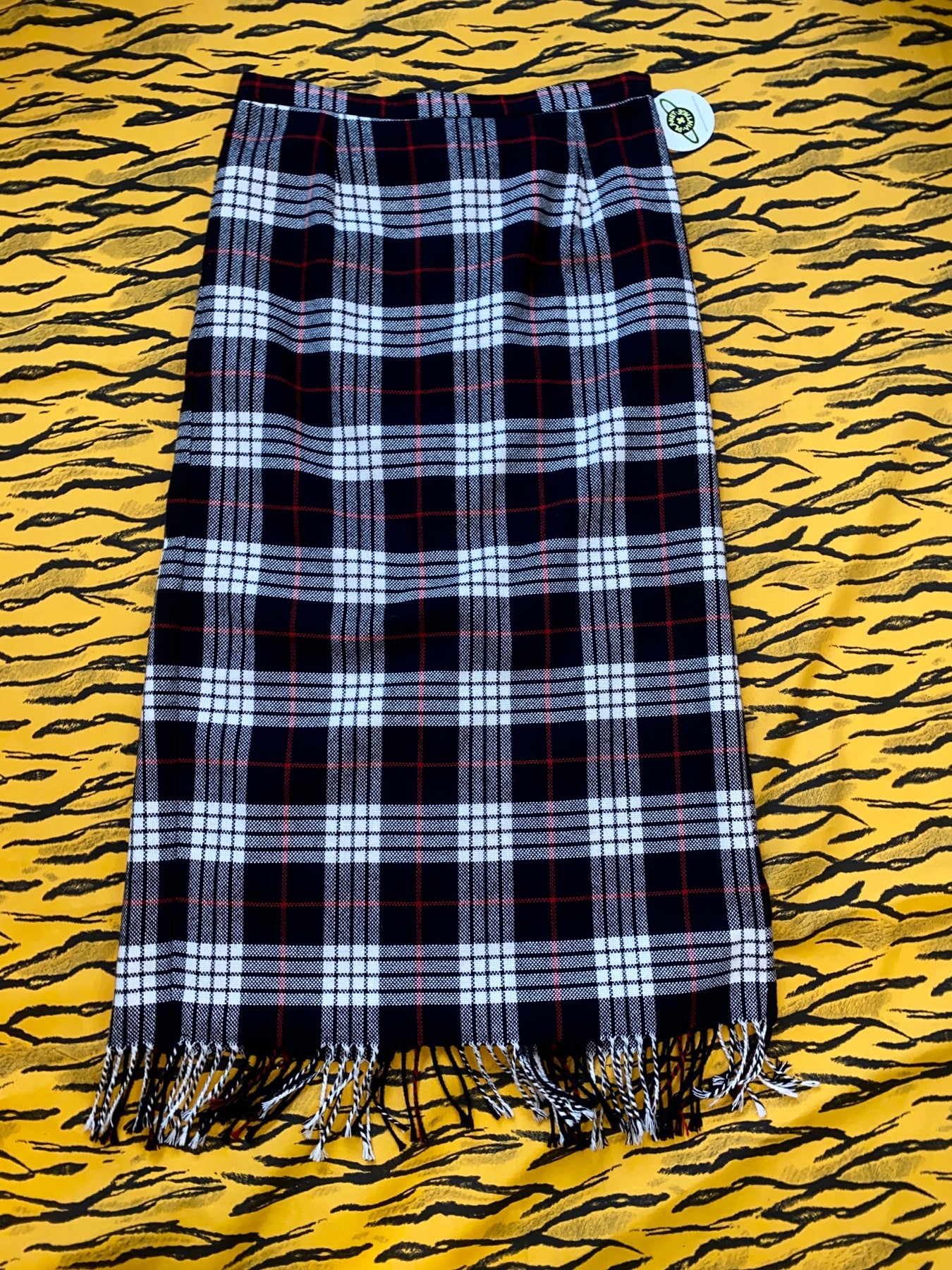 NOUVEAUX PLAID TASSLE TRIM SKIRT