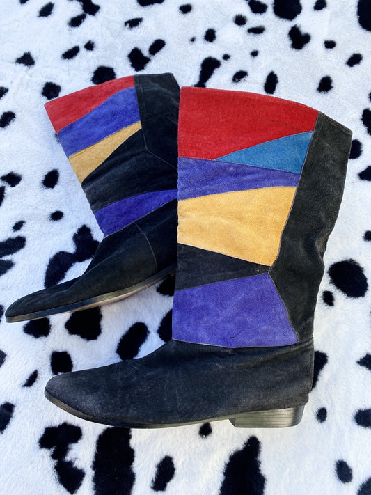 JASMIN COLOR BLOCK LEATHER BOOTS