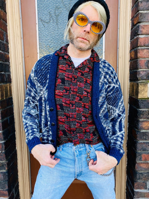 CHECKERED COBAIN OVAL SUNGLASSES
