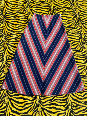 RED & BLUE CHEVRON STRIPED MAXI SKIRT